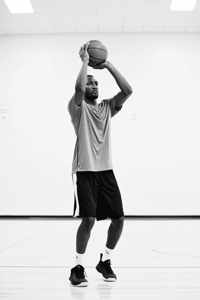 l'alignement corporel parfait pour un tir au basketball.