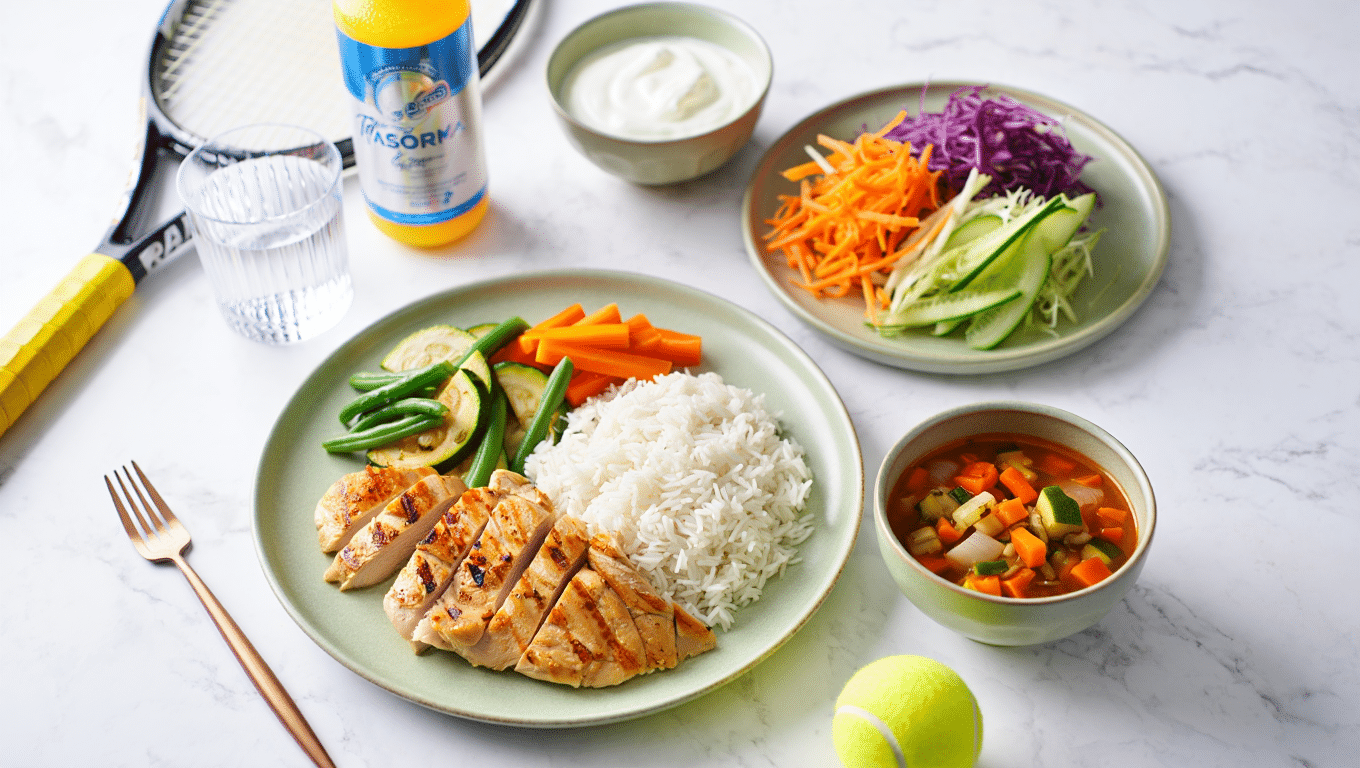 Déjeuner pour une nutrition un jour de match de tennis