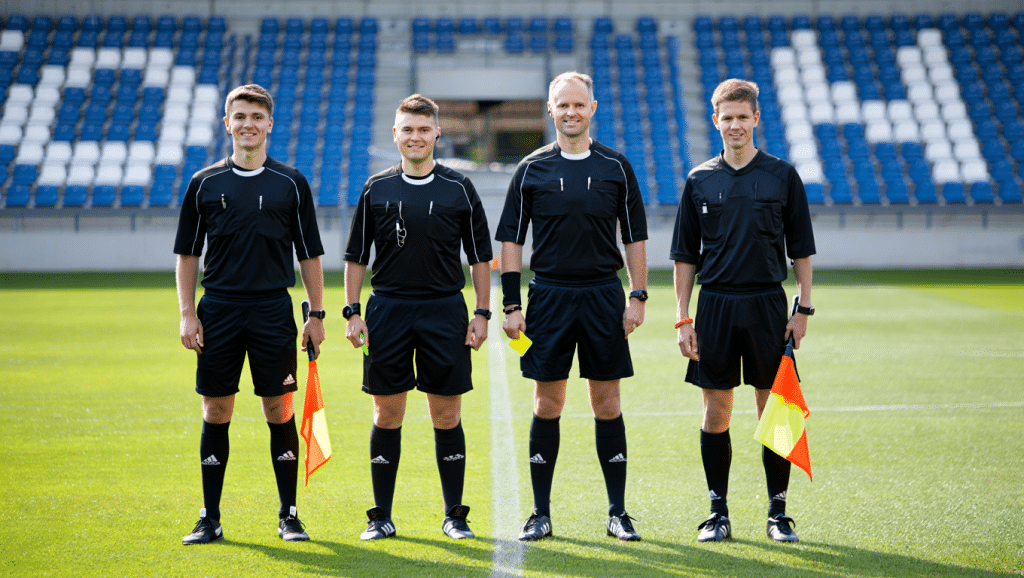 arbitres officiels lors d'un championnat de foot