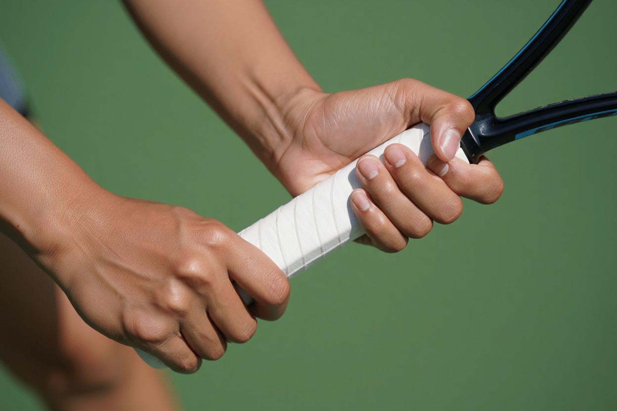 La prise de raquette d'un revers à deux mains
