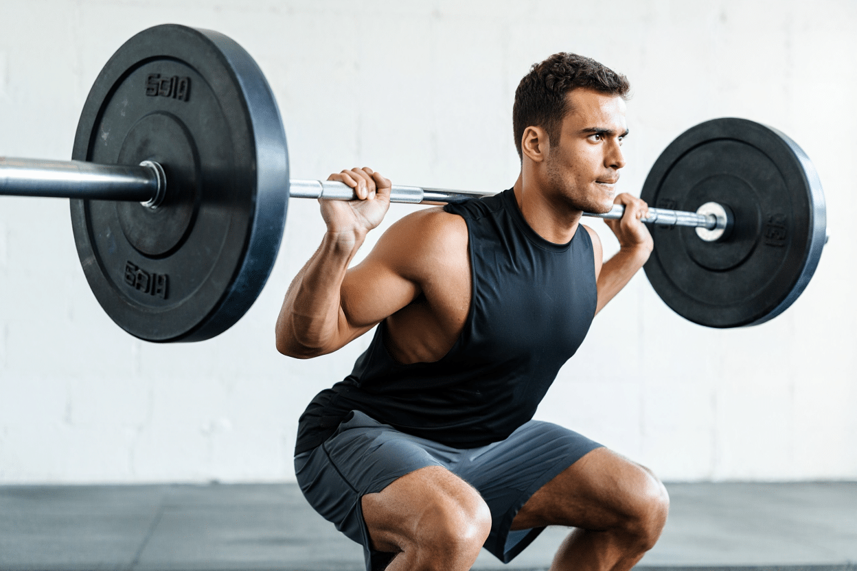 Squat et barre pour le renforcement musculaire