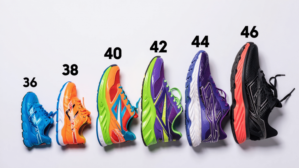 Différents pointures de chaussures de course