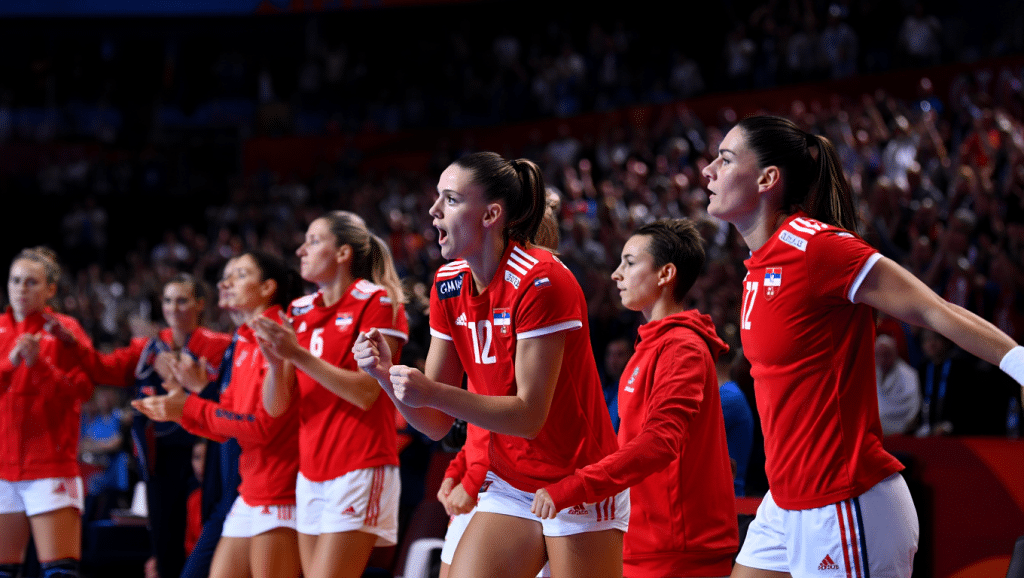 Équipe de Serbie féminine de handball en action