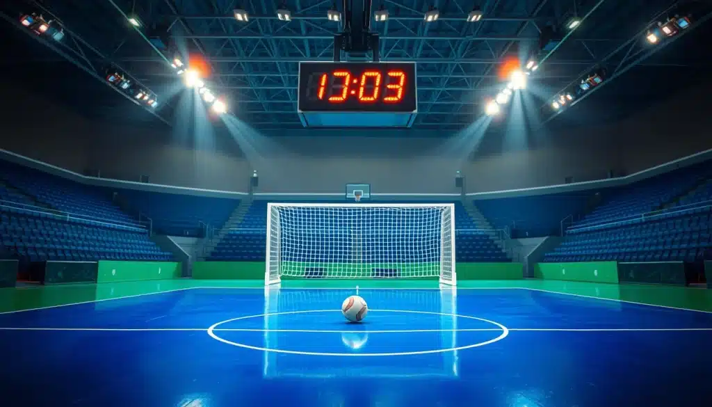 Chronomètre d'une salle de handball affichant la durée d'un match de handball