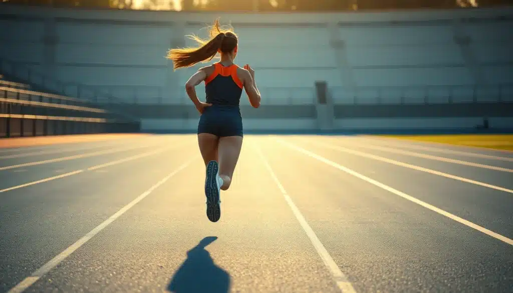 Marsha Dunkel, athlete sur 800 m, en action sur une piste d athletisme
