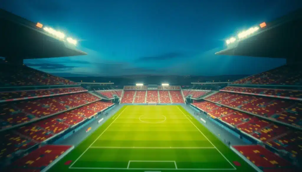 Stade de football turc illuminé illustrant les statistiques de Süper Lig